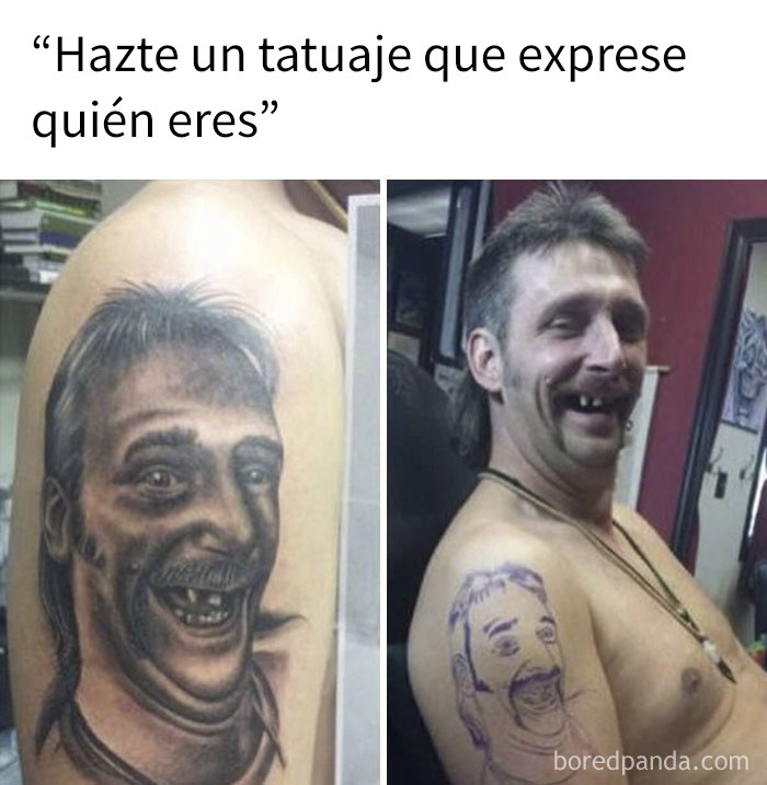Meme umorismo tatuaggi brutto ritratto