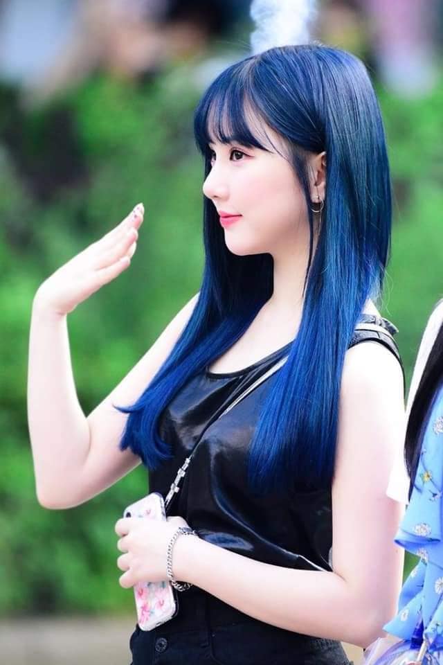 For Blue Hair Lovers with bangs and straight