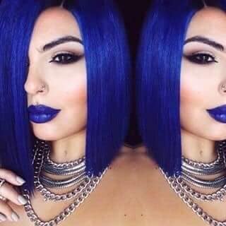 For Lovers of Blue Hair short bob to the neck