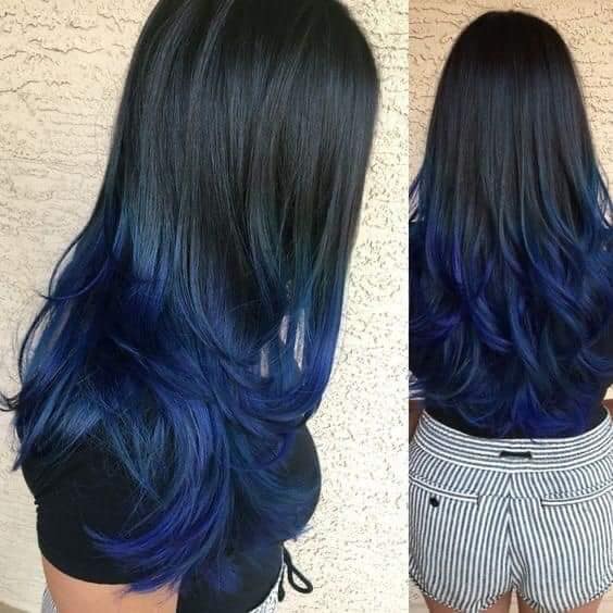 For Lovers of Black Blue Hair on top and faded at the ends