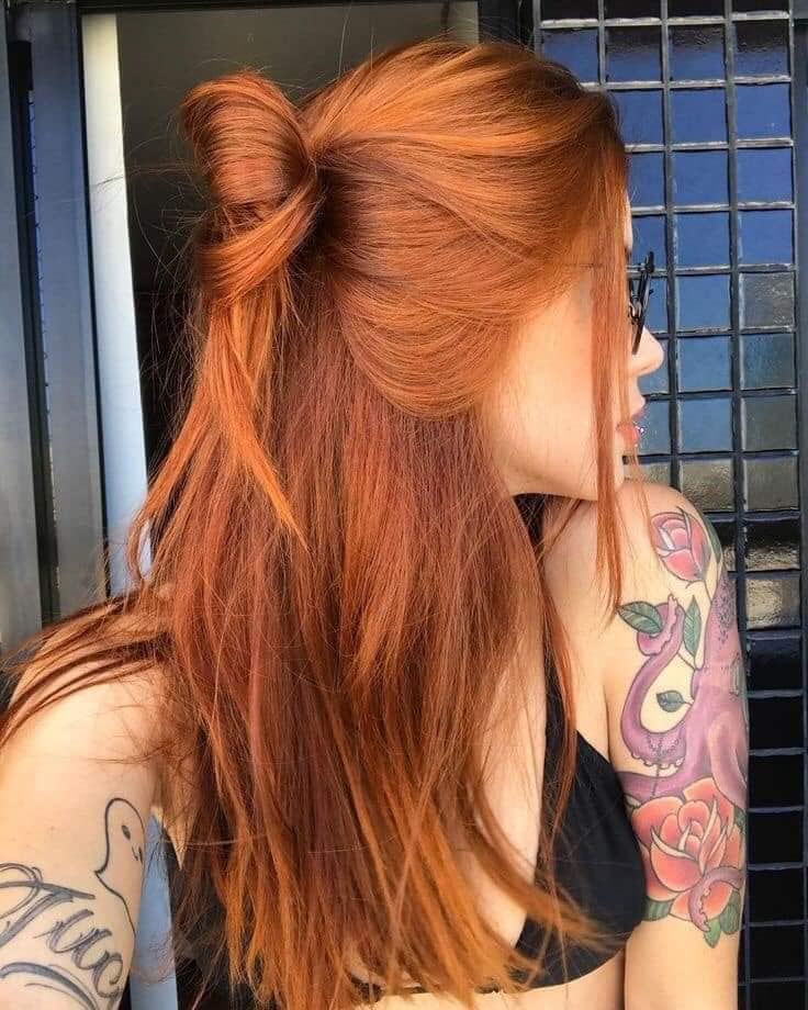 Copper hair with bun