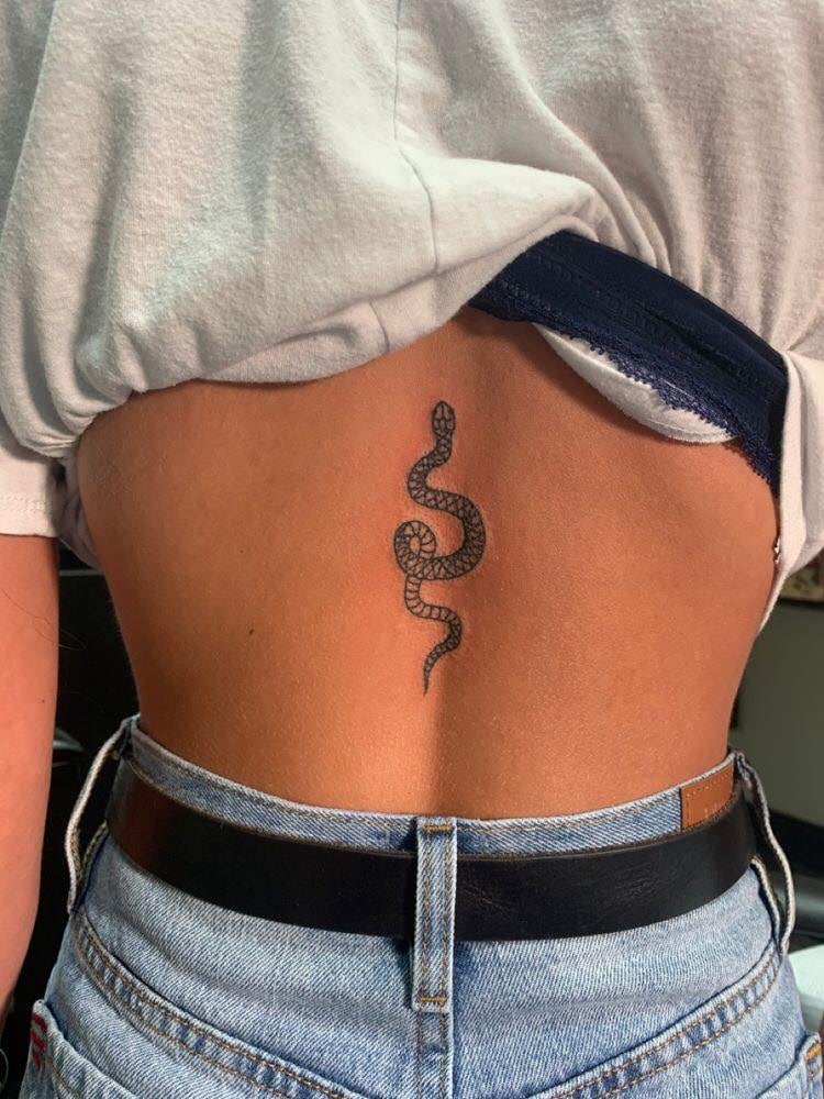 Pequeno Tatuaje vivora serpiente en espalda