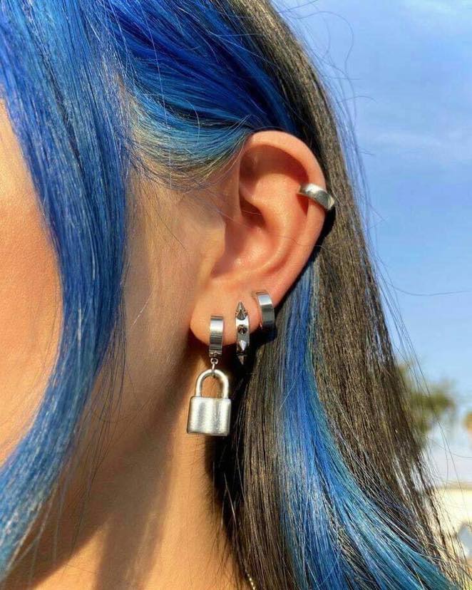 Ear Piercings for Women medium padlock hoops
