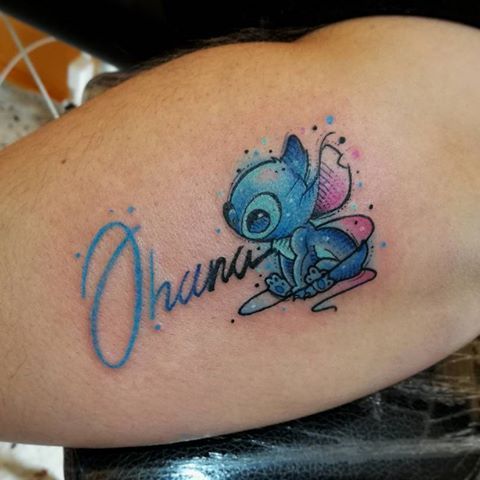 Stitch Ohana tattoo on arm