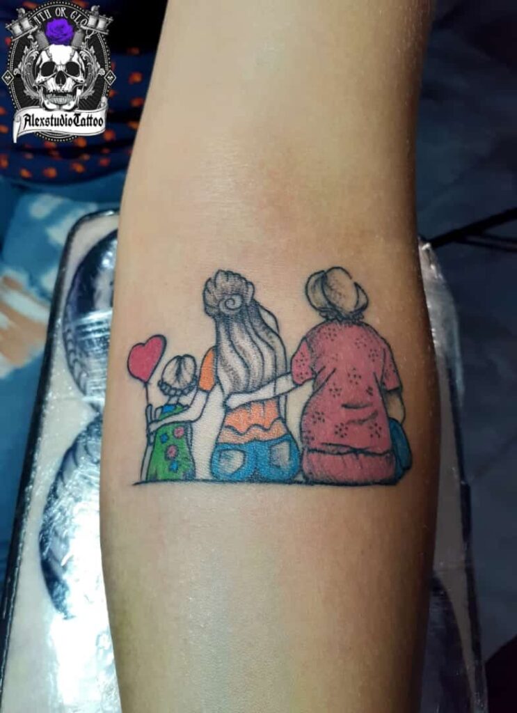 Tattoo of Mothers Children Family Daughter Granddaughter and Grandmother