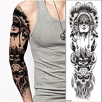 Sleeve Tattoo Stencil Idea of Indian Demon Octopus