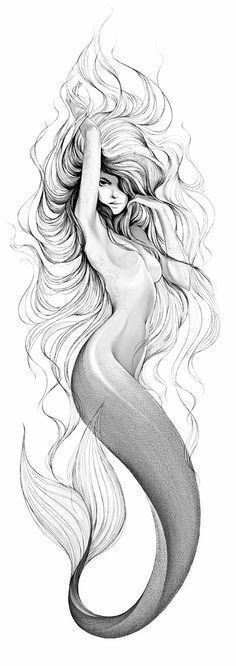 Mermaid tattoo sketch 4
