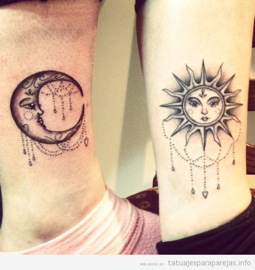 Tatuagem do casal de irmãos Sol e Lua