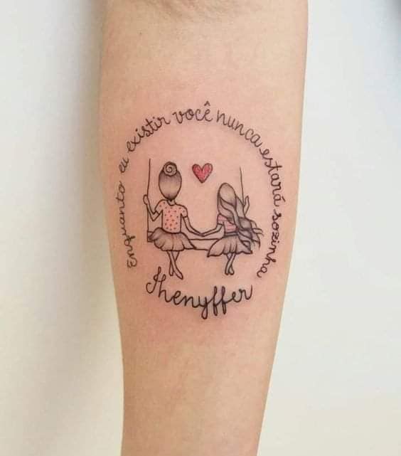 Tatuaggio per donne amaca carina madre e figlia