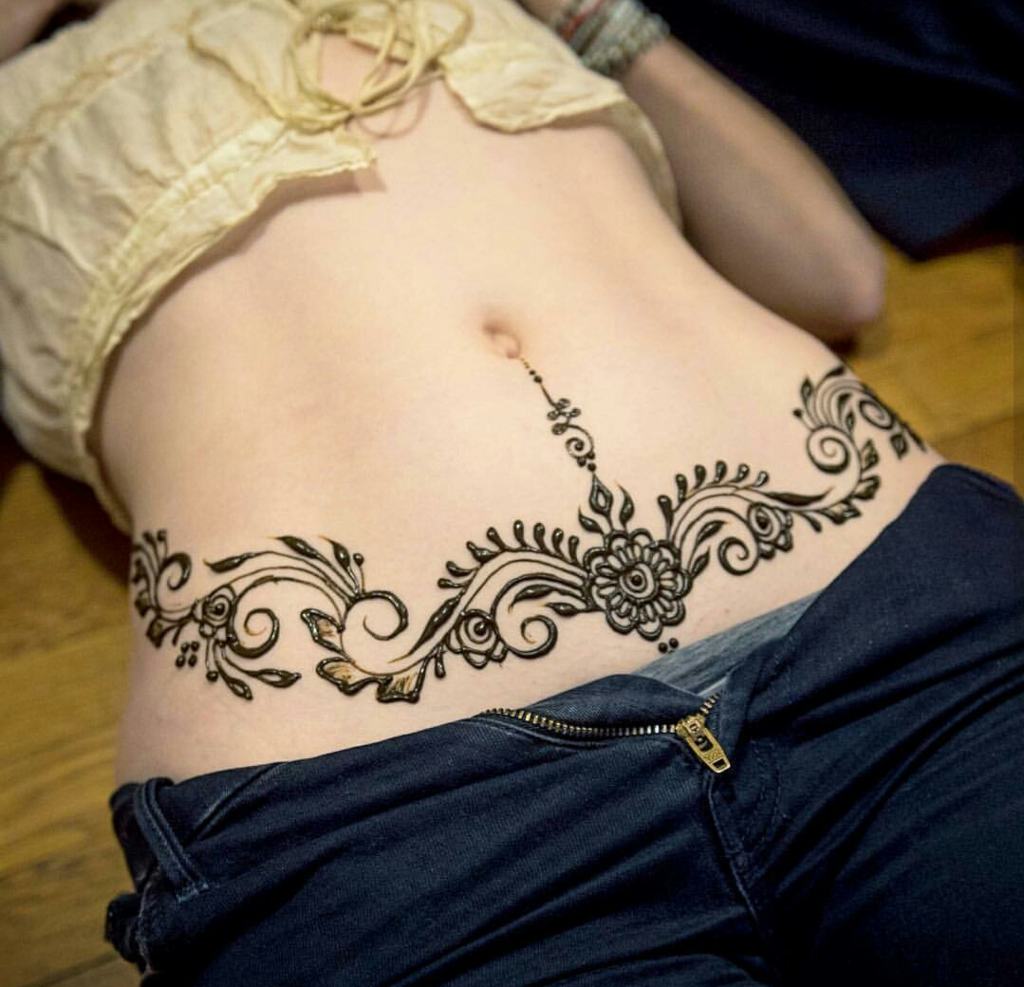 Tattoos Abdomen Belly Tummy Belly henna ornaments