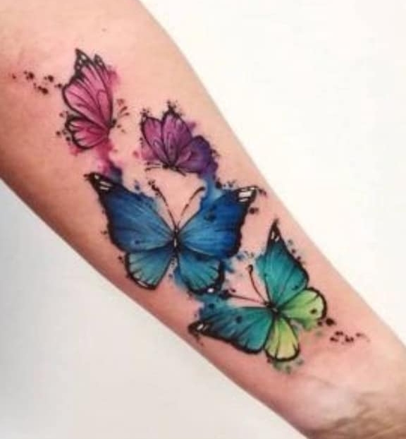 Tattoos Watercolor four butterflies 127