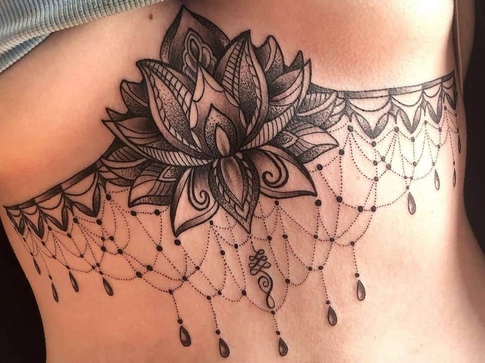 Tattoos Art Beauty Ideas Lotus Flower Under Breasts
