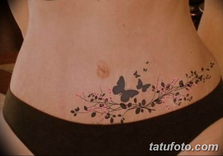 Tatuajes Arte Belleza Ideas delicadas mariposas en el vientre bajo