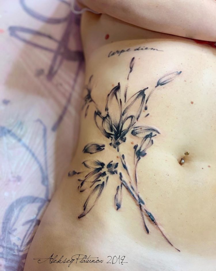 Tattoos Art Beauty Ideas fuzzy flowers on ribs