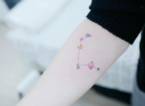 Small Fine Tattoos Woman stars star and diamond