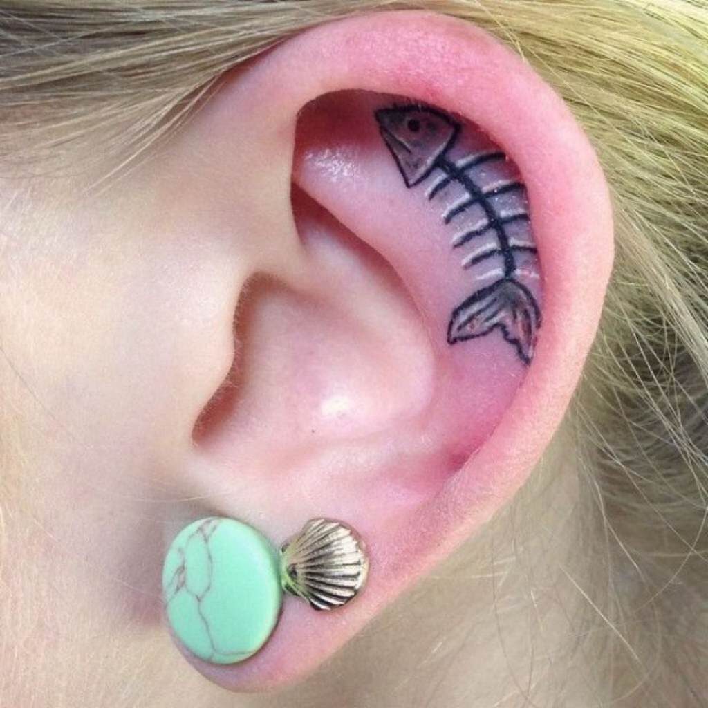 Fishbone Ears Tattoos