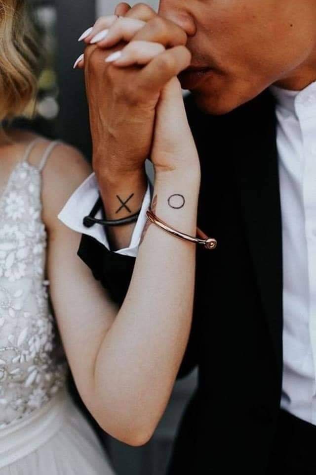 Small Tattoos for Couples cross and circle