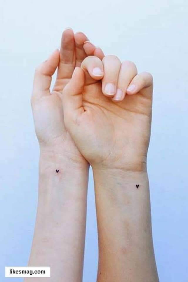Small Tattoos for Couples tiny paired heart tattoo