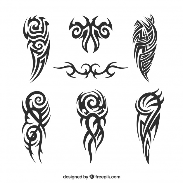 Modelli di forme e schizzi di tatuaggi tribali 7 disegni