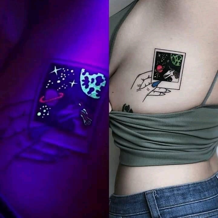 Tattoos UV photo image revealed