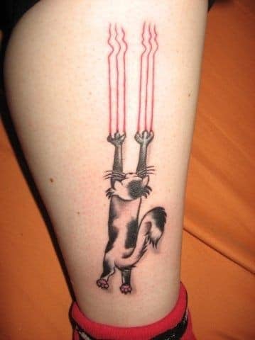 Beautiful tattoos for women cat scratching the leg
