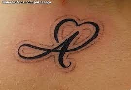 Tattoos with the letter A typology with heart
