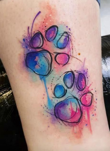 Watercolor Tattoos Two paws of a dog or cat