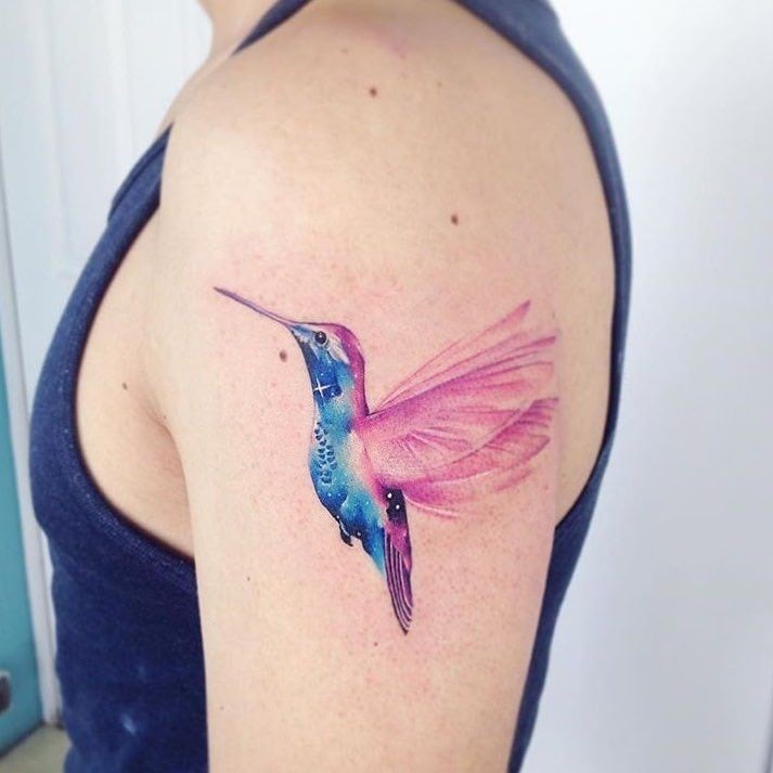 Hummingbird tattoos on arm