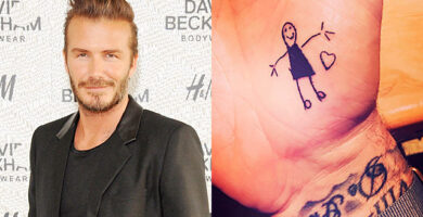 Tatouages de David Beckham sur la paume de la main