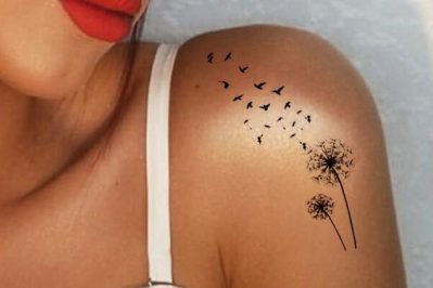 Tatuaggi di tarassaco sulla spalla e sul braccio due