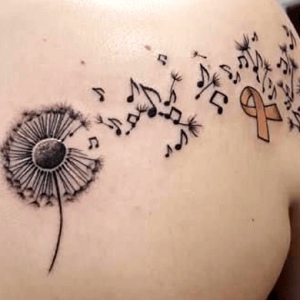 Dandelion tattoos musical notes and brown tape