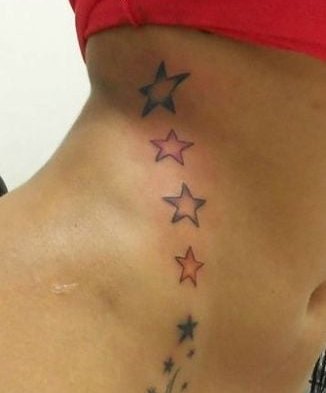 Star tattoos from the ribs to the intimate area