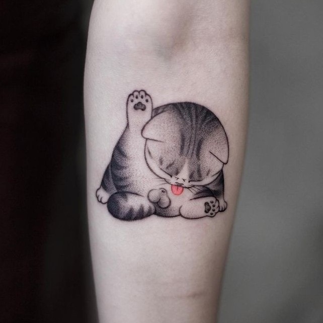 Tatuaggi di gattini Cuccioli che si leccano 160