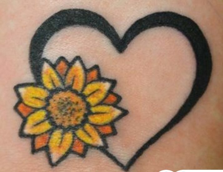Sonnenblumen-Herz-Tattoos