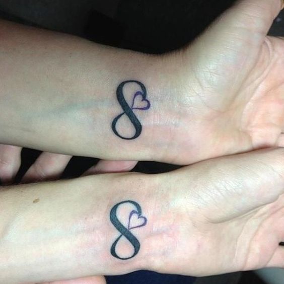 Infinity tattoos on both wrists with heart