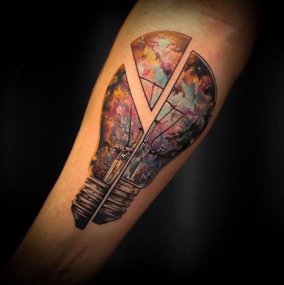 Shattered and colored Lamp Focus tattoos