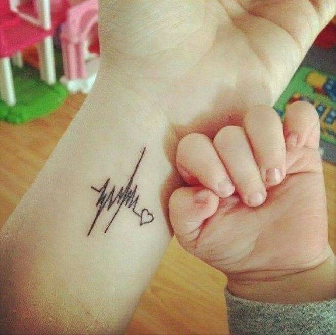 Tattoos of Mothers and Children electro on wrist