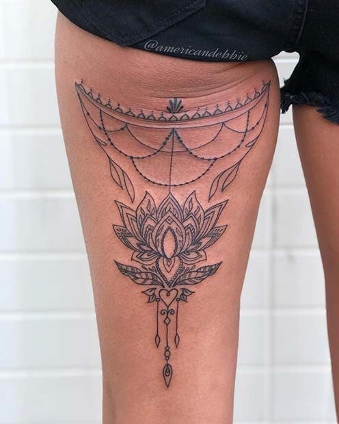 Mandalas tattoos under the buttocks