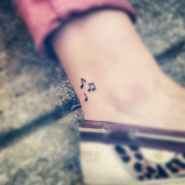 Tiny Music Notes Tattoos on Calf
