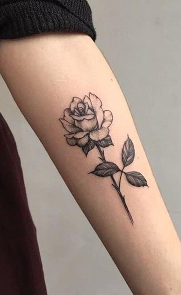 Tatuagens de rosas negras no braço