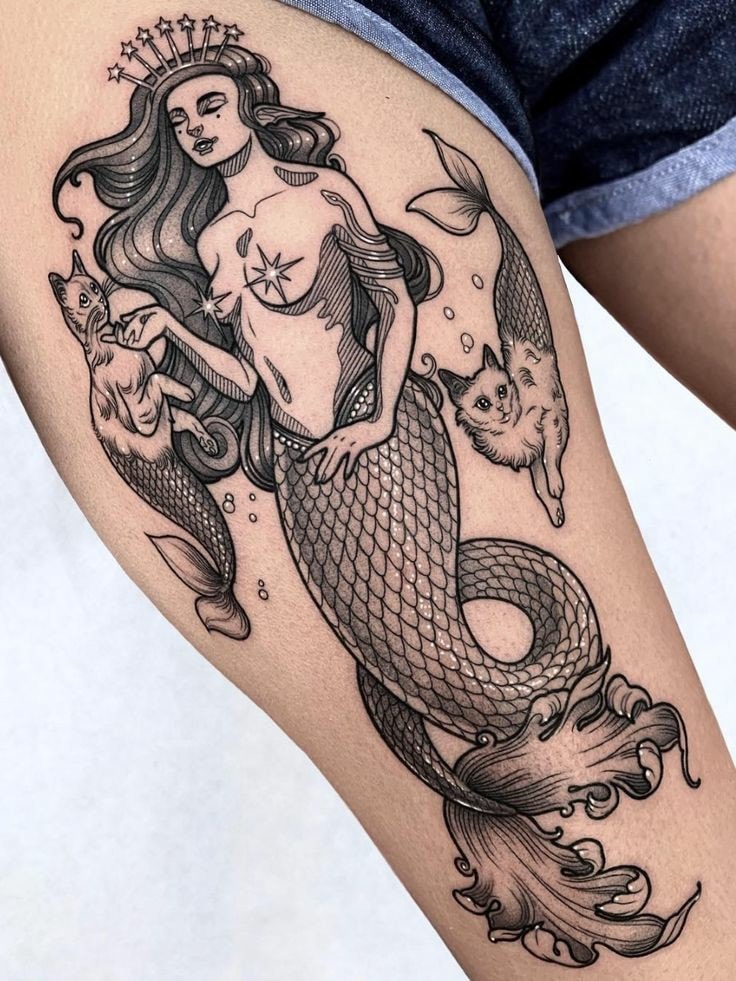 Tatuagens de sereias tipo rainha dos mares antigos