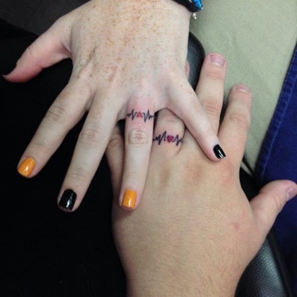 Tattoos of marriage rings or for couples heart rate