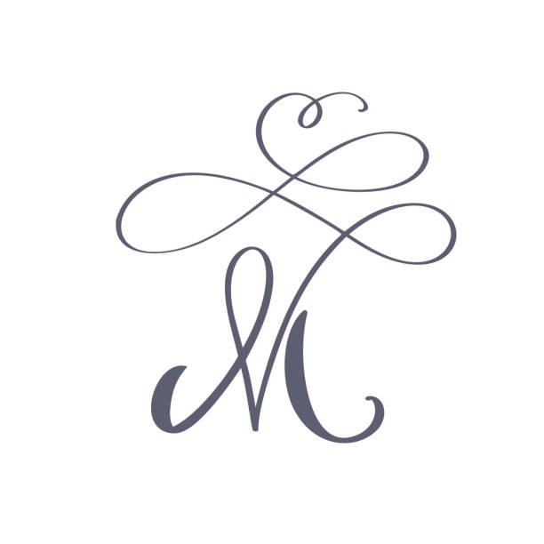 Tattoos of the letter M eme with ornaments type infinity sketch