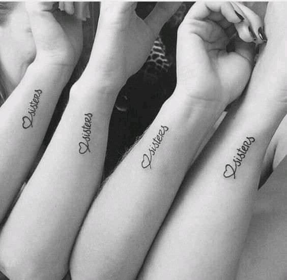 Tattoos of best friends or Sisters heart and inscription Sisters