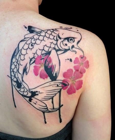Fish tattoos on shoulder blade 3