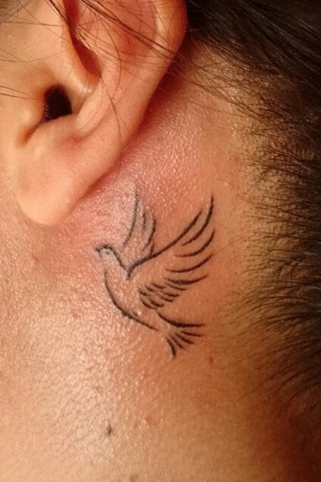 Dove Contour Tattoos Behind the Ears