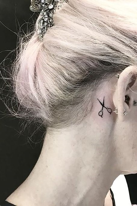 Tattoos behind the Ears Scissors