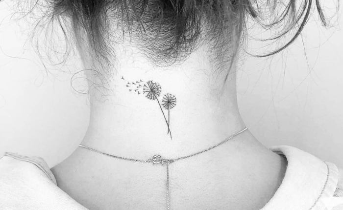 Tattoos on the Nape Neck Two Dandelions