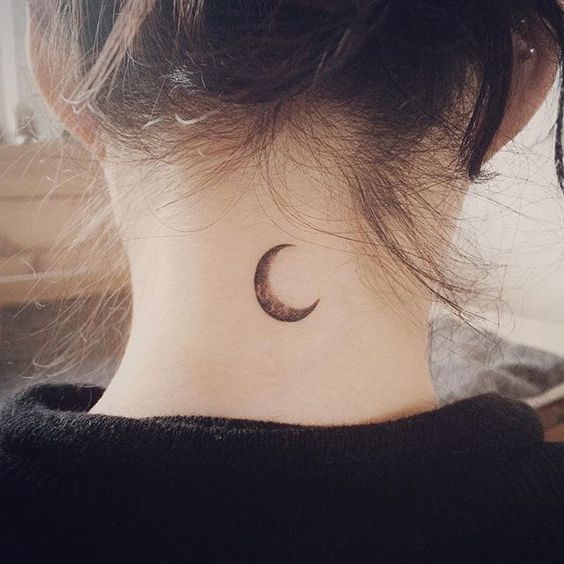 Tattoos on the Nape of the Neck Brownish Crescent Moon