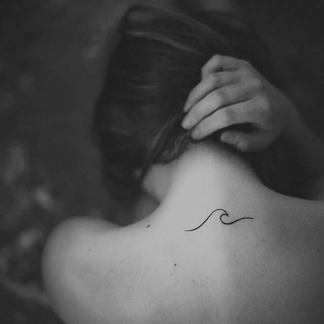 Tattoos on the Nape Neck sea wave outline